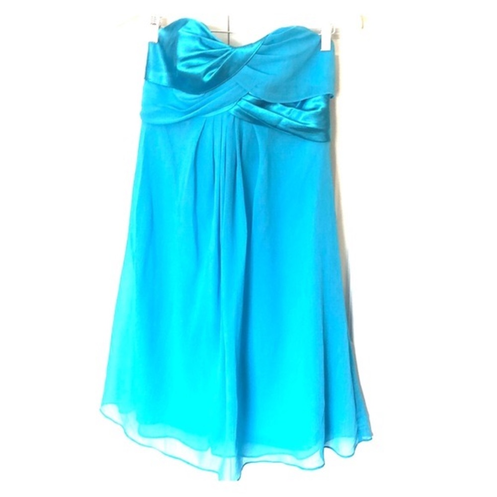 David’s Bridal satin/chiffon turquoise dress